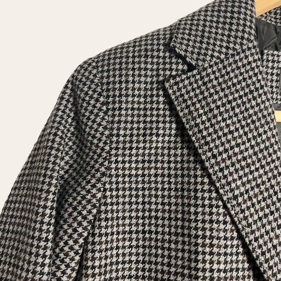 Eddie Bauer Black Brown Houndstooth Classic Wool Blazer Jacket Size 4P - Picture 2 of 8